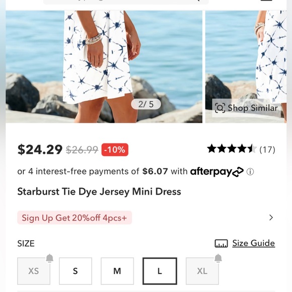 C29- CUPSHE - Starburst Tie Dye Jersey Mini Beach Dress Women’s Large - Picture 3 of 3